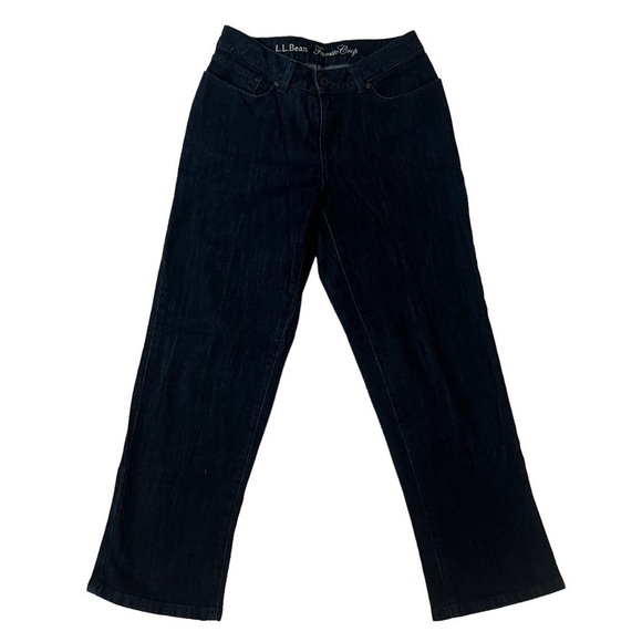 LL Bean Women's Straight Leg Favorite Crop Mid Rise Jeans Dark Blue Size 6 - Picture 1 of 5